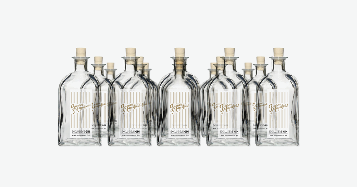 Packing designer ELSE: Gin Swaree Magnificent, customized gin label.